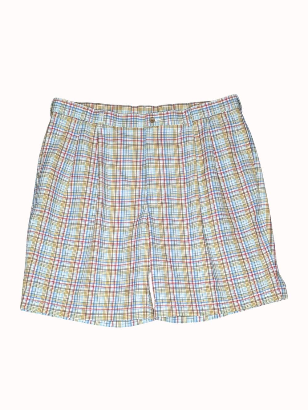 Vintage 90s Roundtree & Yorke Gold Label Chino Shorts Men 38 Madras Plaid Preppy